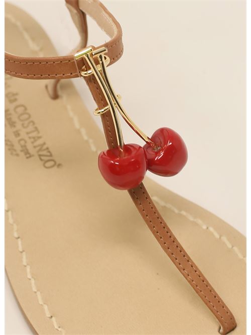 Capri sandals with jeweled cherries Da Costanzo | CHERRYSANDALSCUOIO